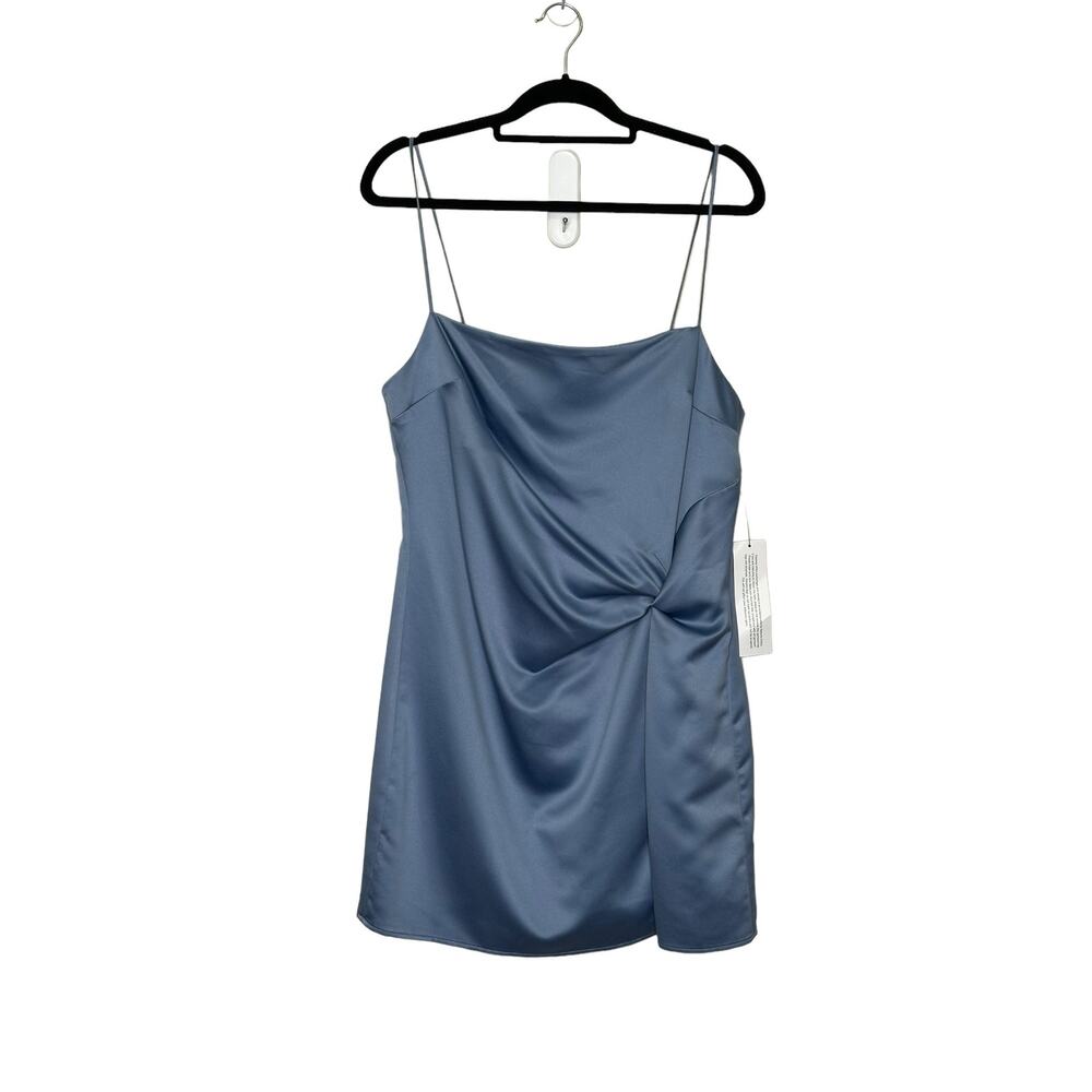 Topshop slate blue mini slip dress with side twist size 10 - Picture 9 of 15